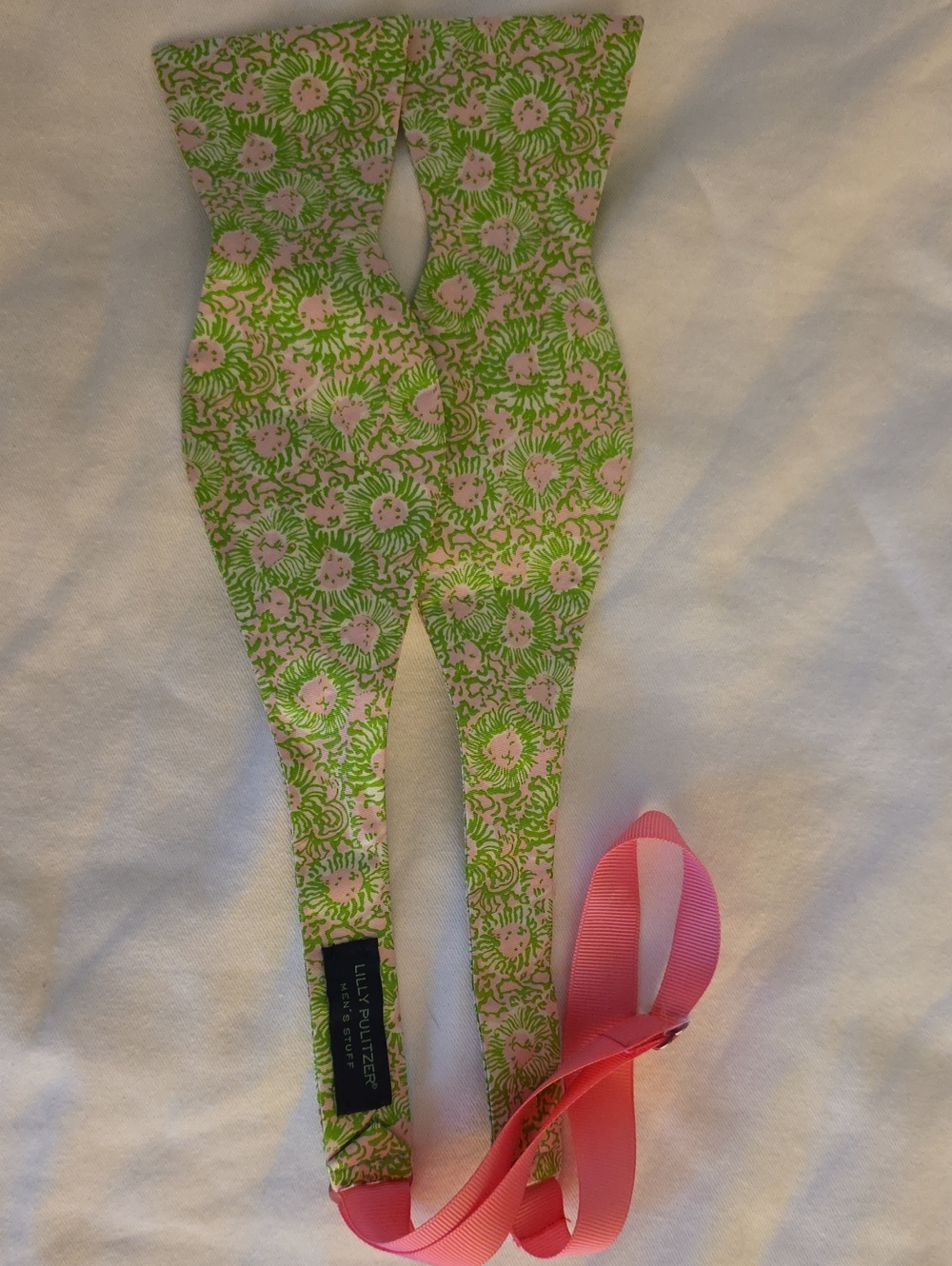 Lilly Pulitzer Green and Pink Floral Lion Self-Tie Bow Tie